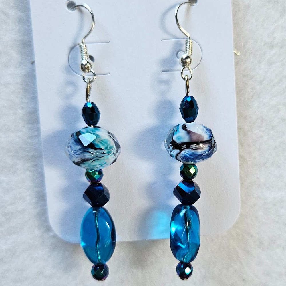 J10 Handmade Blue Artsy Dangle Earrings